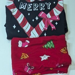 Festive Kids Pajamas Set - Black and Red